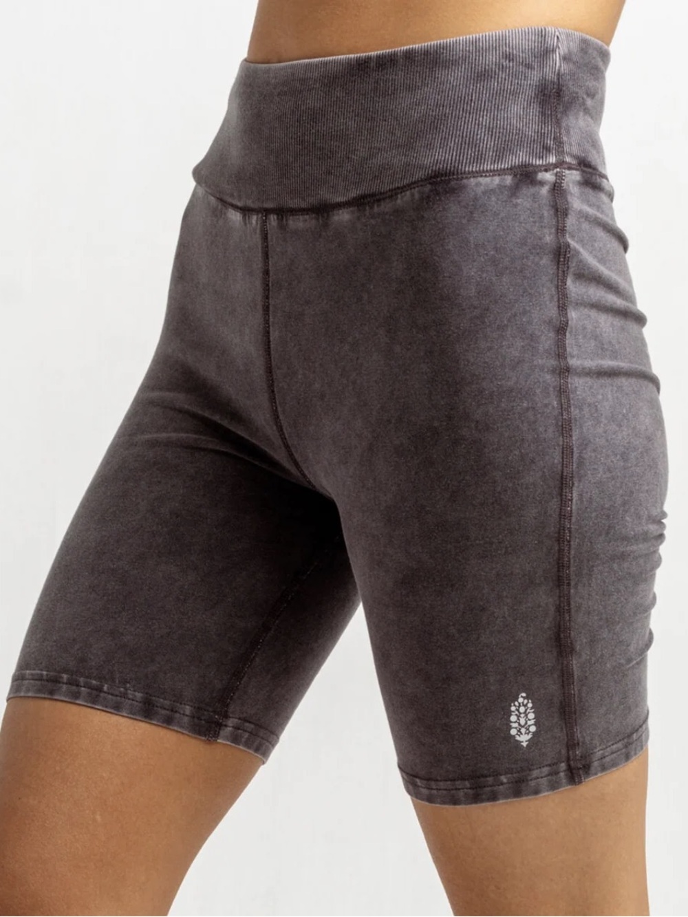 Free People Movement Washed Black High Rise Hot Shot Bike Shorts